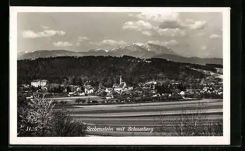 AK Seebenstein, Ortsansicht mit Schneeberg