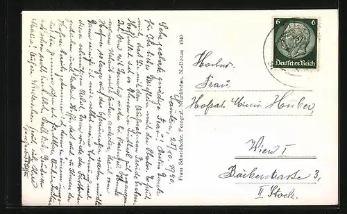 AK Seebenstein, Ortsansicht mit Schneeberg