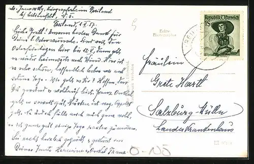 AK Freiland an der Traisen, Ortspartie vom Fluss aus gesehen