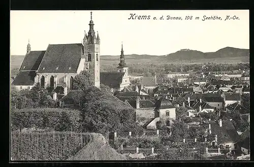 AK Krems / Donau, Ortsansicht mit Kirche