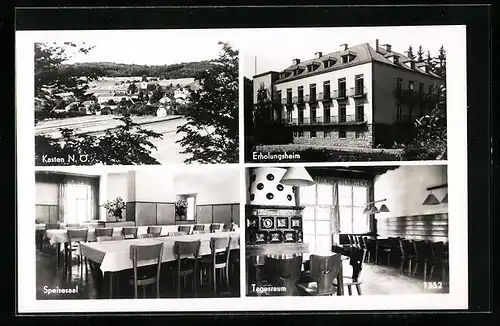 AK Kasten, Erholungsheim mit Speisesaal und Tagesraum, Ortsansicht aus der Vogelschau