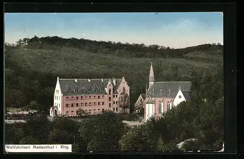 AK Marienthal i. Rhg., Ortspartie mit Kirche