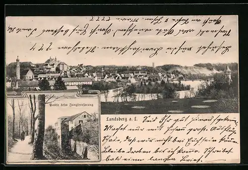 AK Landsberg a. L., Gesamtansicht, Partie beim Jungfernsprung