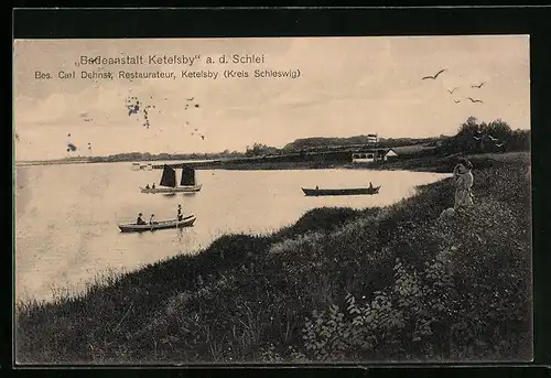 AK Ketelsby, Badeanstalt Ketelsby an der Schlei