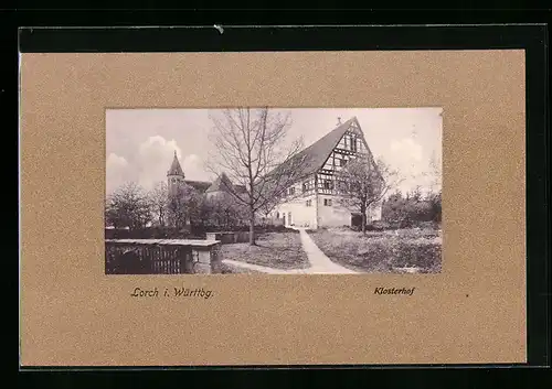 AK Lorch i. Württbg., Klosterhof im Passepartout-Rahmen