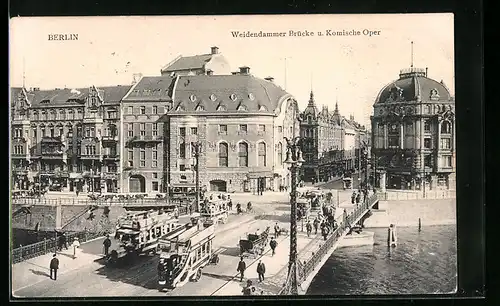 AK Berlin, Weidendammer Brücke und Komische Oper