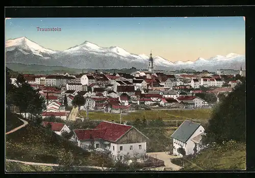 AK Traunstein, Ortsansicht aus der Vogelschau