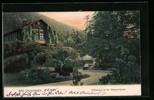 AK Bad Wildungen, Kaffeehaus an der Helenen-Quelle