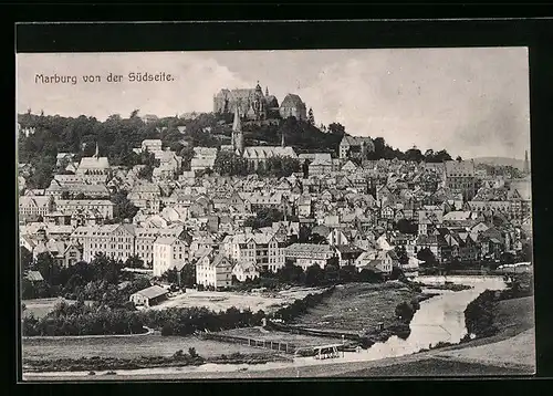 AK Marburg, Ortsansicht von der Südseite gesehen