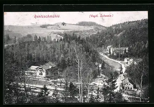 AK Rentzschmühle / Vogtl. Schweiz, Ortsansicht aus der Vogelschau