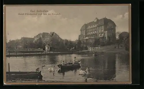 AK Bad Salzuflen, Hotel Fürstenhof und See im Kurpark