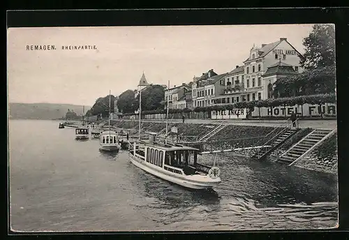 AK Remagen, Rheinpartie, Dampfer an der Anlegestelle