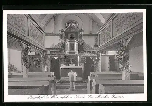 AK Posendorf, Innenansicht der evangelischen Kirche