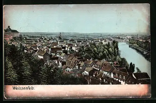 AK Weissenfels, Ortsansicht aus der Vogelschau