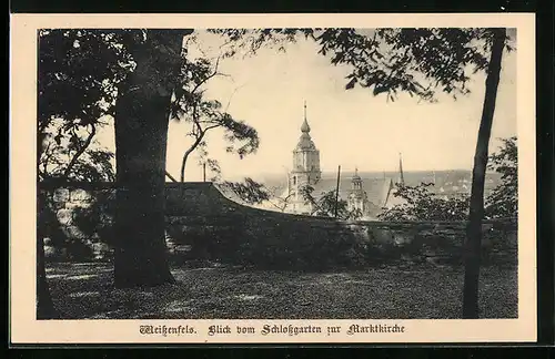 AK Weissenfels, Blick vom Schlossgarten zur Marktkirche