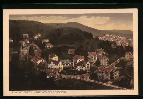 AK Blankenburg / Harz, Ortsansicht vom Schlossberg gesehen
