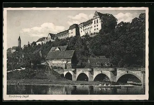 AK Kirchberg-Jagst, Flusspartie mit Brücke