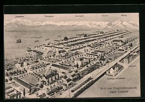 AK Lager Lechfeld, Truppenübungsplatz und Gipfelpanorama aus der Vogelschau