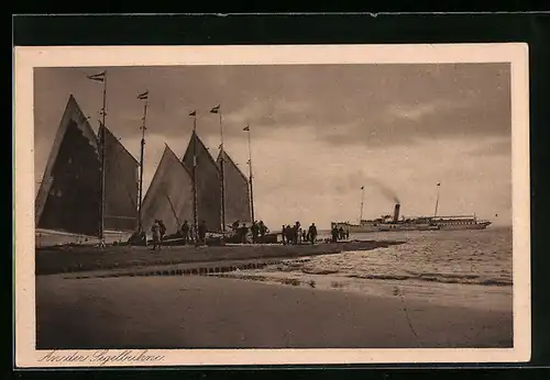 AK Norderney, Dampfer passiert die Segelbuhne