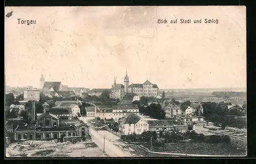 AK Torgau / Elbe, Blick auf Stadt und Schloss