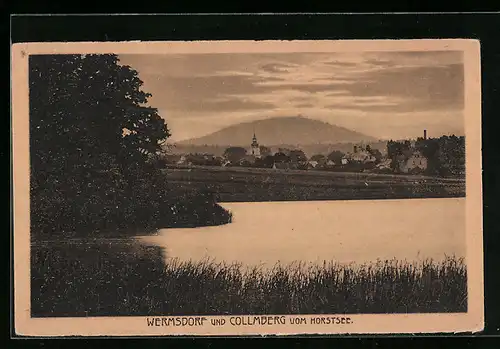 AK Wermsdorf, Ortsansicht mit Collmberg und Horstsee
