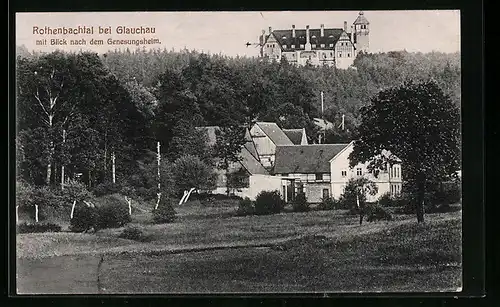 AK Glauchau, Ortspartie im Rothenbachtal mit Blick zum Genesungsheim