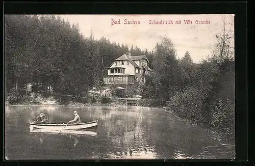 AK Bad Sachsa, Schmelzteich mit Villa Gutsche