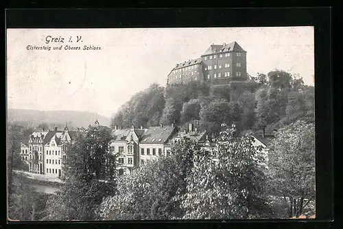 AK Greiz i. v., Elstersteig und Oberes Schloss