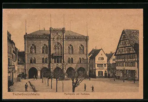 AK Tauberbischofsheim, Marktplatz mit Rathaus