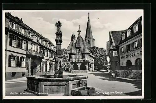 AK Michelstadt i. O., Marktplatz mit Rathaus