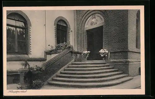 AK Saulgau / Württbg., Institut Kloster Siessen, Hauptportal