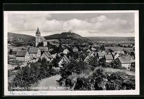 AK Sandbach / Odw., Ortsansicht mit Burg Breuberg