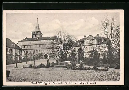 AK Bad König / Odw., Schloss mit Kriegerdenkmal