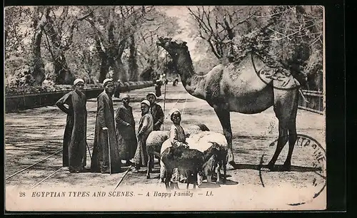 AK Egyptian Types and Scenes, A Happy Family, arabische Volkstypen