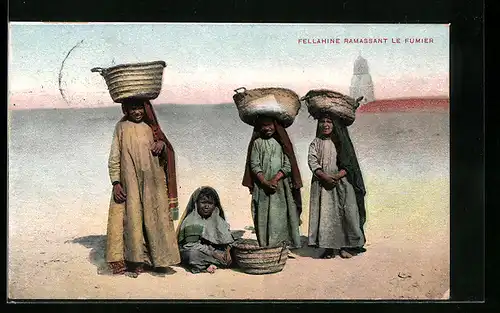 AK Fellahine ramassant le Fumier, arabische Volkstypen