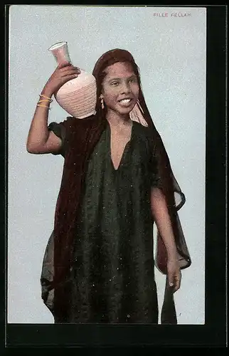 AK Fille Fellah, Junge Araberin mit Krug, arabische Volkstypen