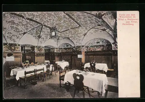 AK Heidelberg, Hotel und Restaurant zum Ritter, Partie aus dem Weinzimmer