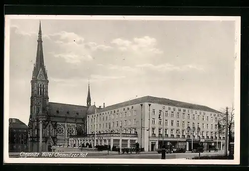 AK Chemnitz, Hotel Chemnitzer Hof und Kirche