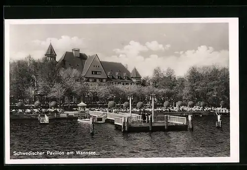 AK Berlin-Wannsee, Cafe Schwedischer Pavillon am Wannsee