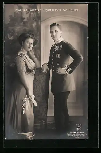 AK Prinz und Prinzessin August Wilhelm von Preussen, Portrait