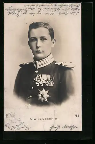 AK Prinz Eitel Friedrich von Preussen als Jüngling in Uniform