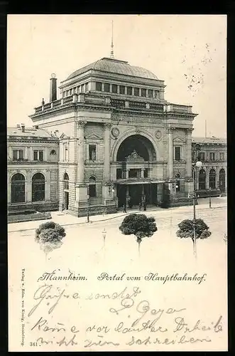 AK Mannheim, Portal vom Hauptbahnhof