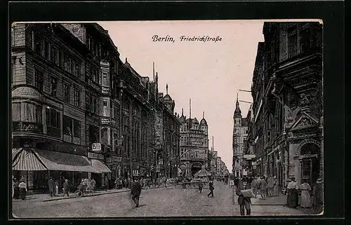 AK Berlin, Friedrichstrasse mit Passanten