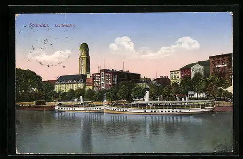 AK Berlin-Spandau, Lindenufer mit Dampfern