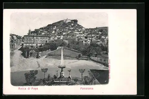 AK Rocca di Papa, Panorama mit Springbrunnen