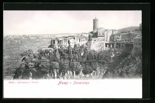 AK Nemi, Panorama mit Burg