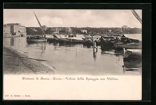 AK Anzio, Veduta della Spiaggia con Villini