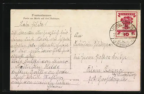 AK Frankenhausen, Markt mit Rathaus und Ratskeller