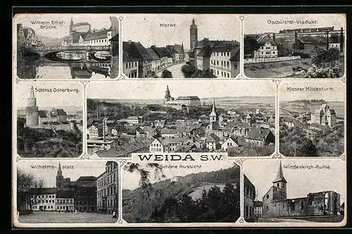 AK Weida, Markt, Schloss Osterburg, Wilhelmsplatz