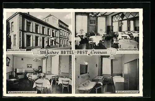 AK Gronau, Hotel Zur Post, im Speisezimmer, im Fremdenzimmer, das Frühstückszimmer